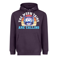 Plum skiing t  shirt ski goggles cat the meowtains are calling skier winter Heavyweight Hoodie - linhVisuals