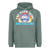 Sage skiing t  shirt ski goggles cat the meowtains are calling skier winter Heavyweight Hoodie - linhVisuals