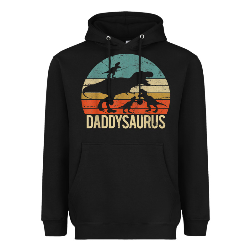 Daddy Dinosaur Daddysaurus 3 Three Kids Xmas Christmas Gift T Shirt Heavyweight Hoodie by linhVisuals | Teevron