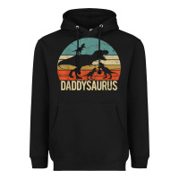 Black daddy dinosaur daddysaurus 3 three kids xmas christmas gift t shirt Heavyweight Hoodie - linhVisuals