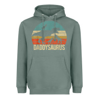 Sage daddy dinosaur daddysaurus 3 three kids xmas christmas gift t shirt Heavyweight Hoodie - linhVisuals