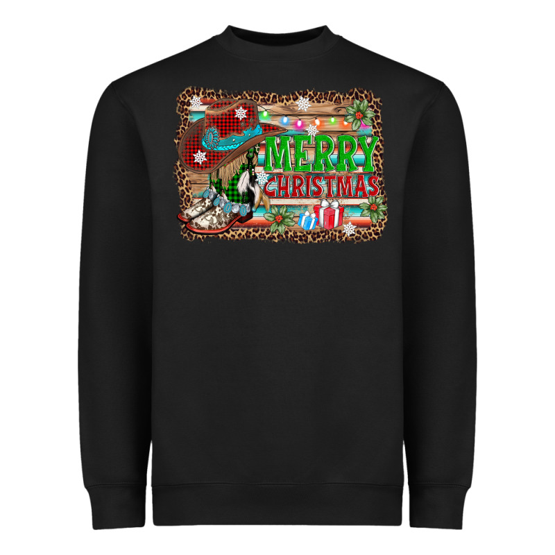 Merry Christmas Western Boots Heavyweight Sweatshirt by AdoDesignShop | Teevron