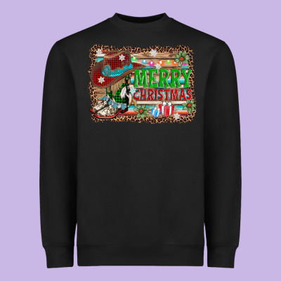 Merry Christmas Western Boots Heavyweight Sweatshirt Designed By Adodesignshop