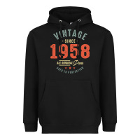 Black Vintage Since 1958 - 64th Birthday Retro Classic Heavyweight Hoodie - linhVisuals