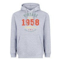 Heather Grey Vintage Since 1958 - 64th Birthday Retro Classic Heavyweight Hoodie - linhVisuals