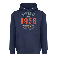 Navy Vintage Since 1958 - 64th Birthday Retro Classic Heavyweight Hoodie - linhVisuals