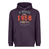 Plum Vintage Since 1958 - 64th Birthday Retro Classic Heavyweight Hoodie - linhVisuals