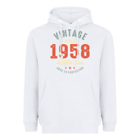 White Vintage Since 1958 - 64th Birthday Retro Classic Heavyweight Hoodie - linhVisuals