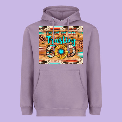 I'm Just Out Here Trusting God Heavyweight Hoodie Designed By Jahusdesignshop