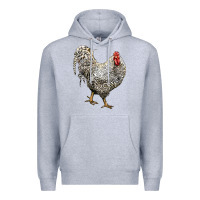 Heather Grey dominique rooster Premium Hoodie - LillyAllenDesigns