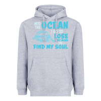 Heather Grey into the ocean i go to find my soul Heavyweight Hoodie - linhVisuals