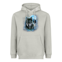Moon Dust t shirt, grey wolf hunting ground, icy moon, forest, galaxy Heavyweight Hoodie - linhVisuals