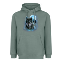 Sage t shirt, grey wolf hunting ground, icy moon, forest, galaxy Heavyweight Hoodie - linhVisuals