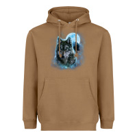 Toasted Coconut t shirt, grey wolf hunting ground, icy moon, forest, galaxy Heavyweight Hoodie - linhVisuals