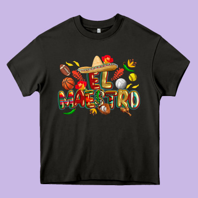 Cinco De Mayo El Maestro Heavy Core Tee Designed By Cowgirlartshop