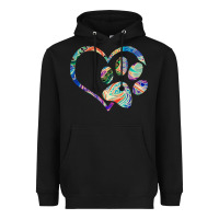 Black dog paw print tie dye rainbow dog lover rescue retro 70s t shirt Heavyweight Hoodie - linhVisuals