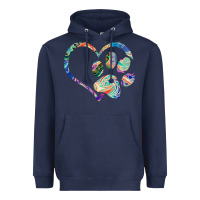 Navy dog paw print tie dye rainbow dog lover rescue retro 70s t shirt Heavyweight Hoodie - linhVisuals