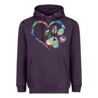 Plum dog paw print tie dye rainbow dog lover rescue retro 70s t shirt Heavyweight Hoodie - linhVisuals
