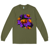 Army Green halloween pumpkin patch  1 Long Sleeve Tee - BundleAndBundleShop
