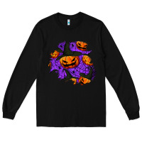 Black halloween pumpkin patch  1 Long Sleeve Tee - BundleAndBundleShop