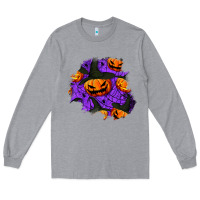 Heather Grey halloween pumpkin patch  1 Long Sleeve Tee - BundleAndBundleShop