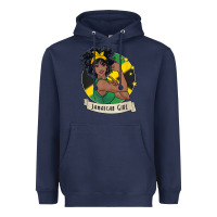 Navy jamaican black woman t shirt jamaica afro girl pride Heavyweight Hoodie - linhVisuals