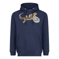 Navy leopard gecko playing video game lizard & reptiles gamers t shirt Heavyweight Hoodie - linhVisuals