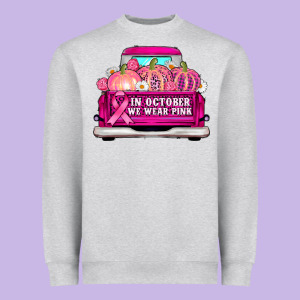 Truck In October We Wear Pink Heavyweight Sweatshirt Designed By Adodesignshop