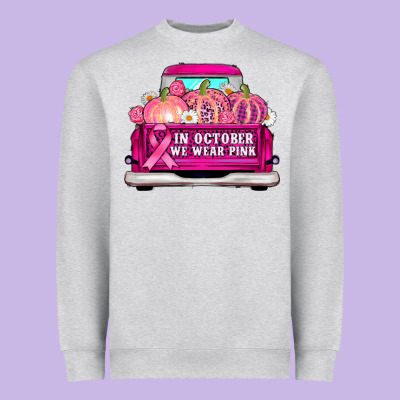 Truck In October We Wear Pink Heavyweight Sweatshirt Designed By Adodesignshop