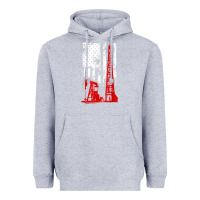 Heather Grey oilfield shirt   us flag oil rig shirt Heavyweight Hoodie - linhVisuals