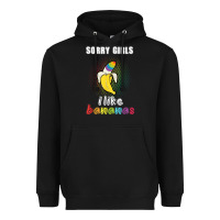 Black mens sorry girl i like bananas funny lgbt gay pride tshirt gifts Heavyweight Hoodie - linhVisuals