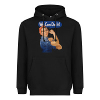 Black rosie the riveter shirt we can do it feminist retro t shirt Heavyweight Hoodie - linhVisuals
