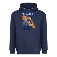Navy rosie the riveter shirt we can do it feminist retro t shirt Heavyweight Hoodie - linhVisuals