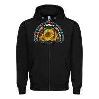 Black western sunflowers aztec leopard serape  rainbows Zipper Hoodie - AdoDesignShop