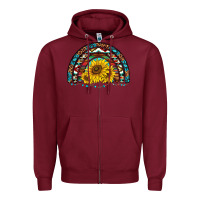 Burgundy western sunflowers aztec leopard serape  rainbows Zipper Hoodie - AdoDesignShop