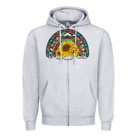 Heather Grey western sunflowers aztec leopard serape  rainbows Zipper Hoodie - AdoDesignShop