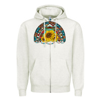 Oatmeal Heather western sunflowers aztec leopard serape  rainbows Zipper Hoodie - AdoDesignShop