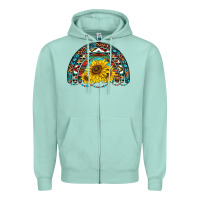 Seafoam western sunflowers aztec leopard serape  rainbows Zipper Hoodie - AdoDesignShop