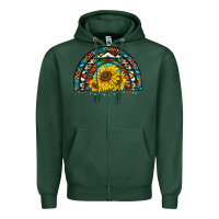 Sports Green western sunflowers aztec leopard serape  rainbows Zipper Hoodie - AdoDesignShop