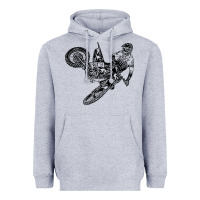 Heather Grey Eli Tomac Jump Illustration Heavyweight Hoodie - linhVisuals