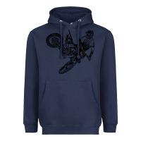 Navy Eli Tomac Jump Illustration Heavyweight Hoodie - linhVisuals