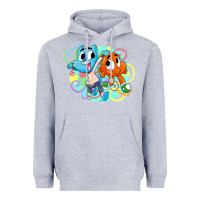 Heather Grey gumball and darwin Heavyweight Hoodie - linhVisuals
