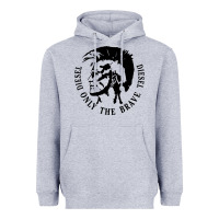 Heather Grey diesel only the brave Heavyweight Hoodie - linhVisuals