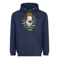 Navy heifer cowhide aztec Heavyweight Hoodie - JahusDesignShop