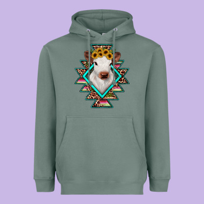 Heifer Cowhide Aztec Heavyweight Hoodie Designed By Jahusdesignshop