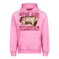 Fuchsia Pink hugs and kisses charolais bull Urban Hoodie - RanaPortraitStore