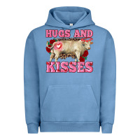 Pigment Pebble Blue hugs and kisses charolais bull Urban Hoodie - RanaPortraitStore