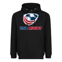 Black usa rugby Heavyweight Hoodie - linhVisuals