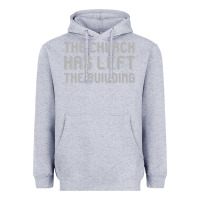 Heather Grey the church has left the building Heavyweight Hoodie - linhVisuals