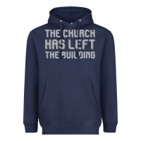Navy the church has left the building Heavyweight Hoodie - linhVisuals